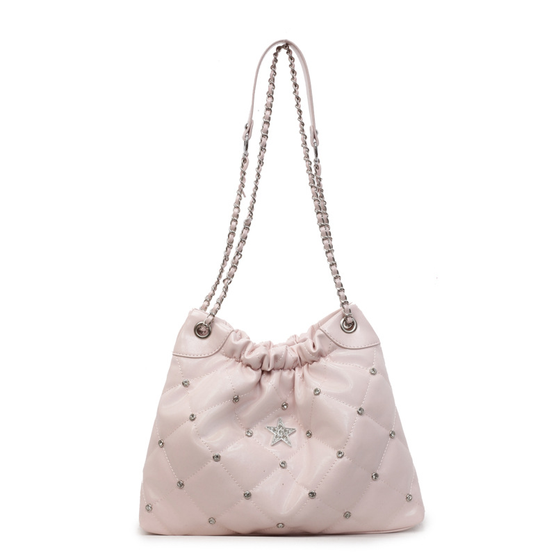 Bolso de cadena de moda coreana 2025 verano nuevo bolso femenino bolso de hombro bordado de rombo bolso de mensajero de diamantes de gran capacidad