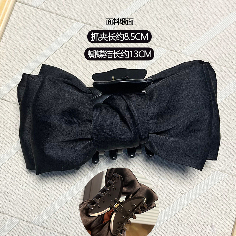 (缎面)中版蝴蝶结-黑