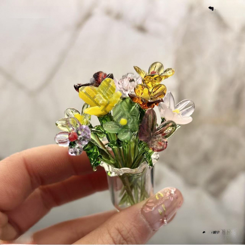 进口玻璃花盆栽料琉璃礼品小花小花郁金香马蹄莲花束小花瓶