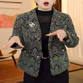 气质轻奢外套秋冬新款高级感重工百搭时尚翻领小众设计感女上衣女