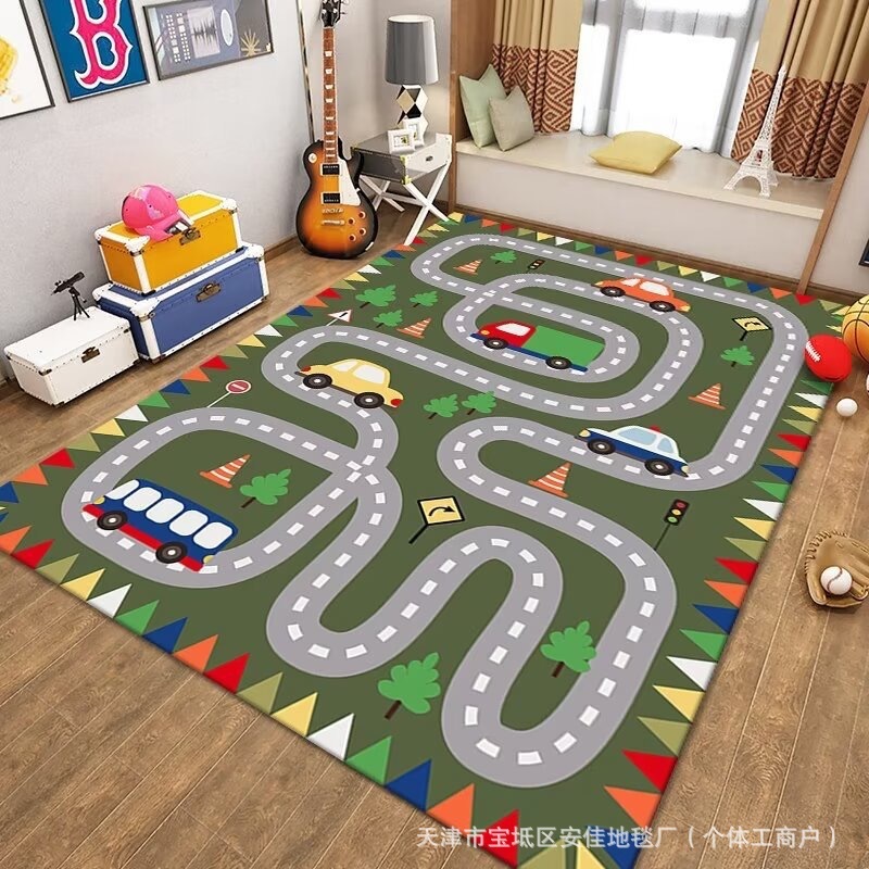 クロスボーダー子供用カーペットクリスタルベルベット駐車場クライミングマットゲーム交通道路フロアマット早期教育幼稚園カーペット|undefined