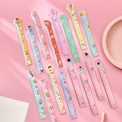 Cute special-shaped ruler kindergarten stationery prize drawing measuring tool creative cartoon 15cm plastic ruler