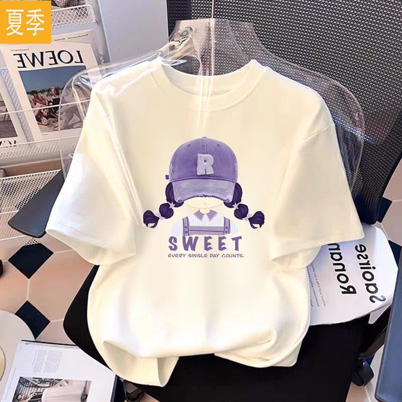 Girls' short-sleeved T-shirts, 2026 summer new style, for medium and large children, summer clothing, short-sleeved T-shirt tops, summer style.