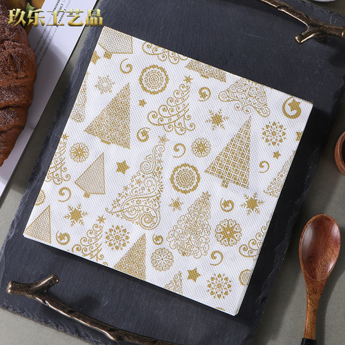 Christmas tree manufacturer printed tablecloth tissue paper, suitable for western restaurants, bakeries, wholesale face towels