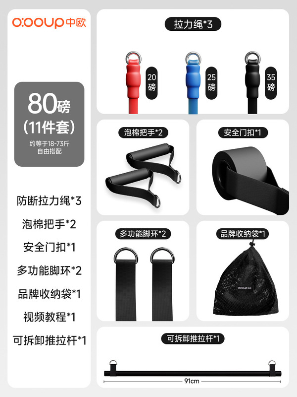 拉力绳家用健身弹力带女弹力绳开肩练背练腿挂门高位拉训练神器|undefined