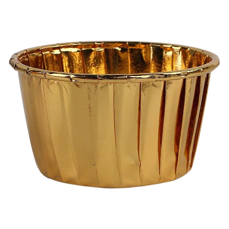 Desechable a prueba de aceite para hornear pastel taza de papel resistente a altas temperaturas oro y plata curling muffin taza para hornear pastel Topper taza de papel titular