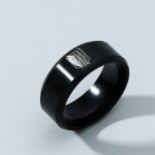 8mm不锈钢进击的巨人自由之翼标志戒指尾戒男戒指环 速卖通热销