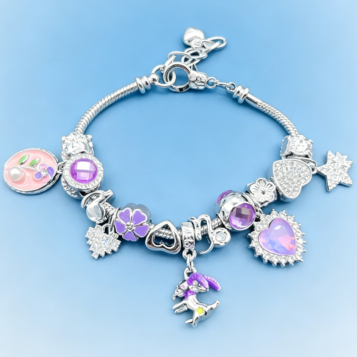 Brazalete Panjia DIY doce signos Brazalete diamante amor pentagramas árbol de la vida cuatro hojas joyas de moda