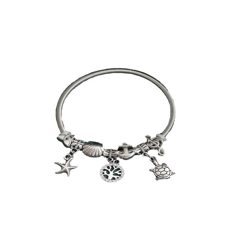 Panjia pulsera Dora DIY cuentas explosivas transfronterizas tortuga colgante árbol de vida concha pulsera de resorte image 6