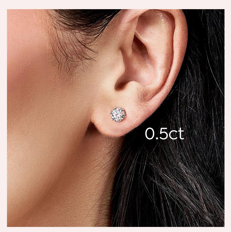 1 Pair Quantity Daily Occasion 1 Pair 925 Sterling Silver Moissanite Geometric Ear Studs