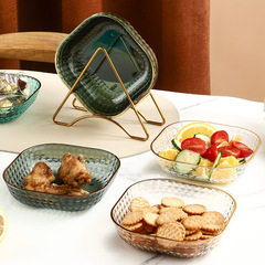 Golden Edge Boneless Plate Household Snack Snack Plate Nordic INS Light Luxury Plastic PS Fruit Plate Boneless Dish