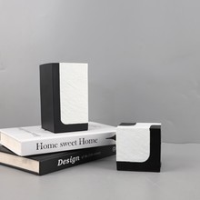 现代简约树脂黑白拼色方块桌面摆件客厅卧室玄关酒店软装家居饰品