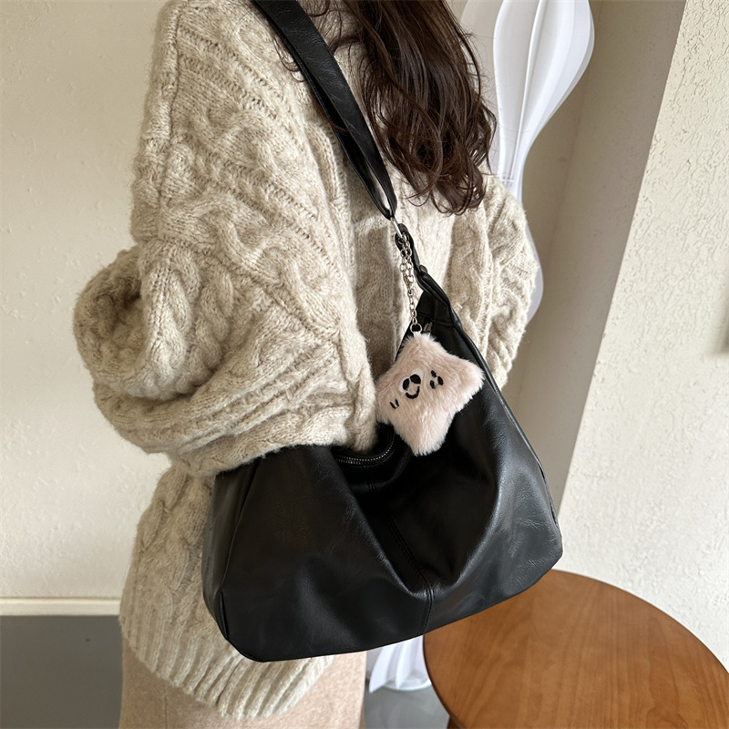 時尚復古托特包小眾通勤斜挎包2024冬季新款包包女韓版洋氣單肩包