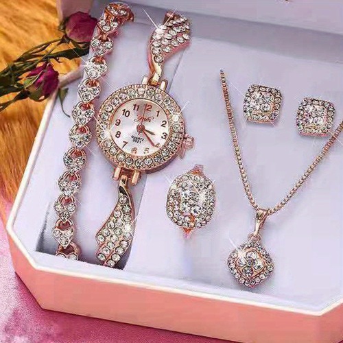 Watch set 5pcs/set women's fashion light luxury watch set classic style with picture box