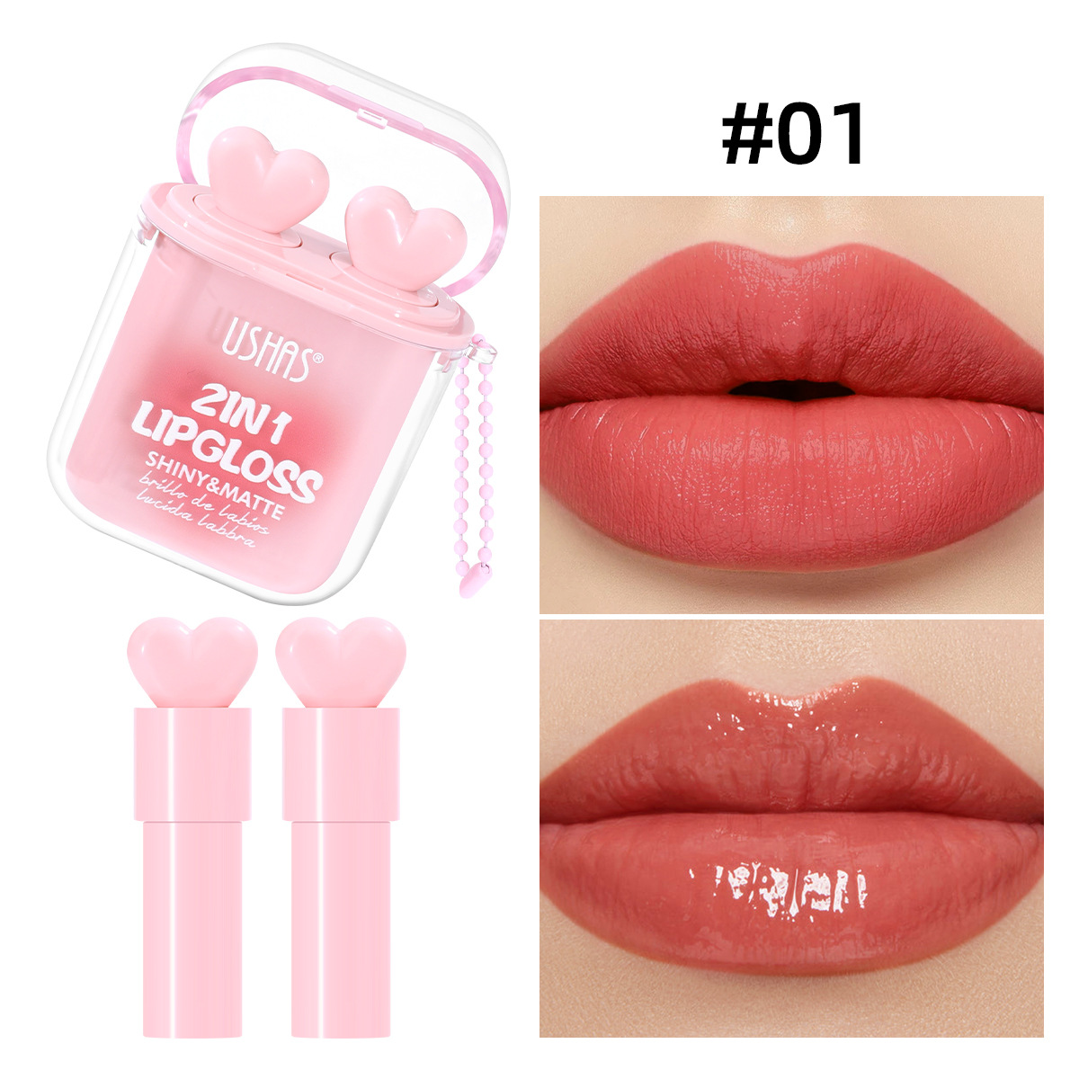 USHAS Transfronterizo Amazon Hot Sale Blush impermeable color duradero doble tubo lipstick ULG015