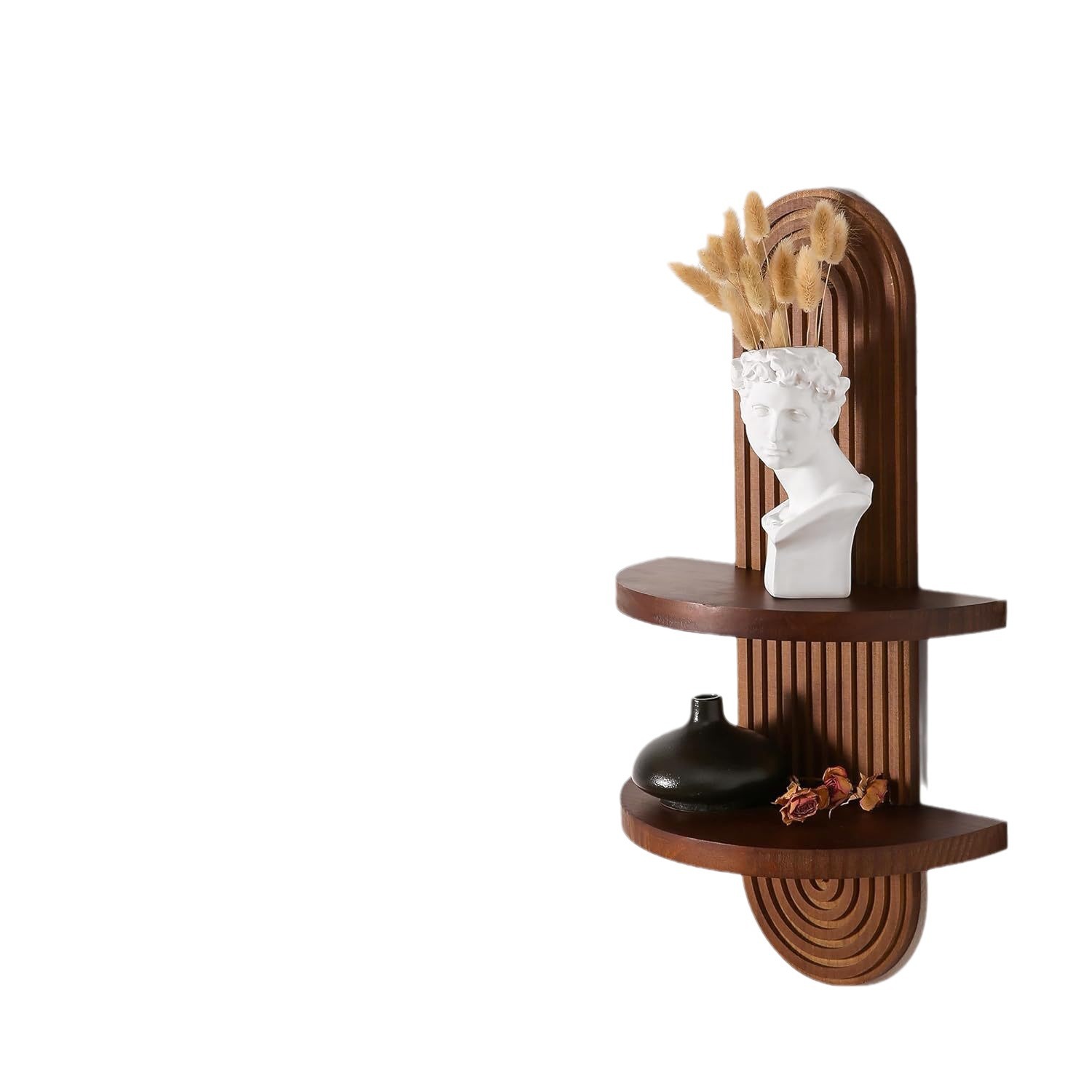 Estante de madera de doble capa Estante para llaves de porche de pasillo Estante de exhibición de artesanías Estante de flores Estante de aromaterapia Estante decorativo de madera maciza