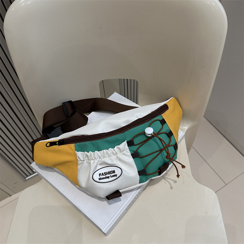 2025 New Japanese Style Women's Chest Fashionable Casual Color-Block Summer Crossbody Small Bag, Versatile For Cycling_voghion.com