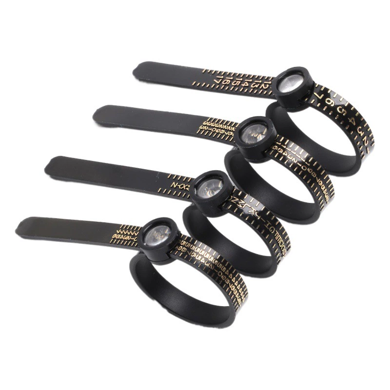 Рулетка для измерения размера колец с увеличительным стеклом, измеритель обхватов пальцев, инструмент для измерения размера колец, измеритель для красоты, гонконгский измеритель.