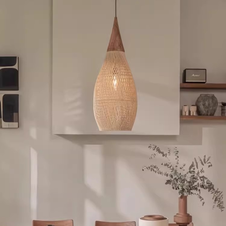 Lámpara de restaurante de estilo medieval de estilo retrógrado japonés sala de té Zen sala de estar bar lámpara de mesa de caña