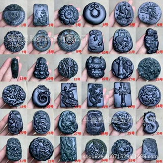 源头工厂墨玉龙牌吊坠药王石龙凤橄榄观音佛挂件10元模式地摊玉器