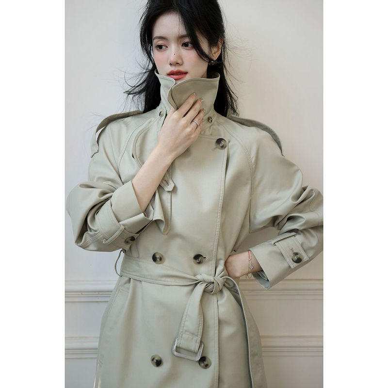 中长款过膝英伦风衣外套女春秋今年流行上档次小个子立领大衣|undefined