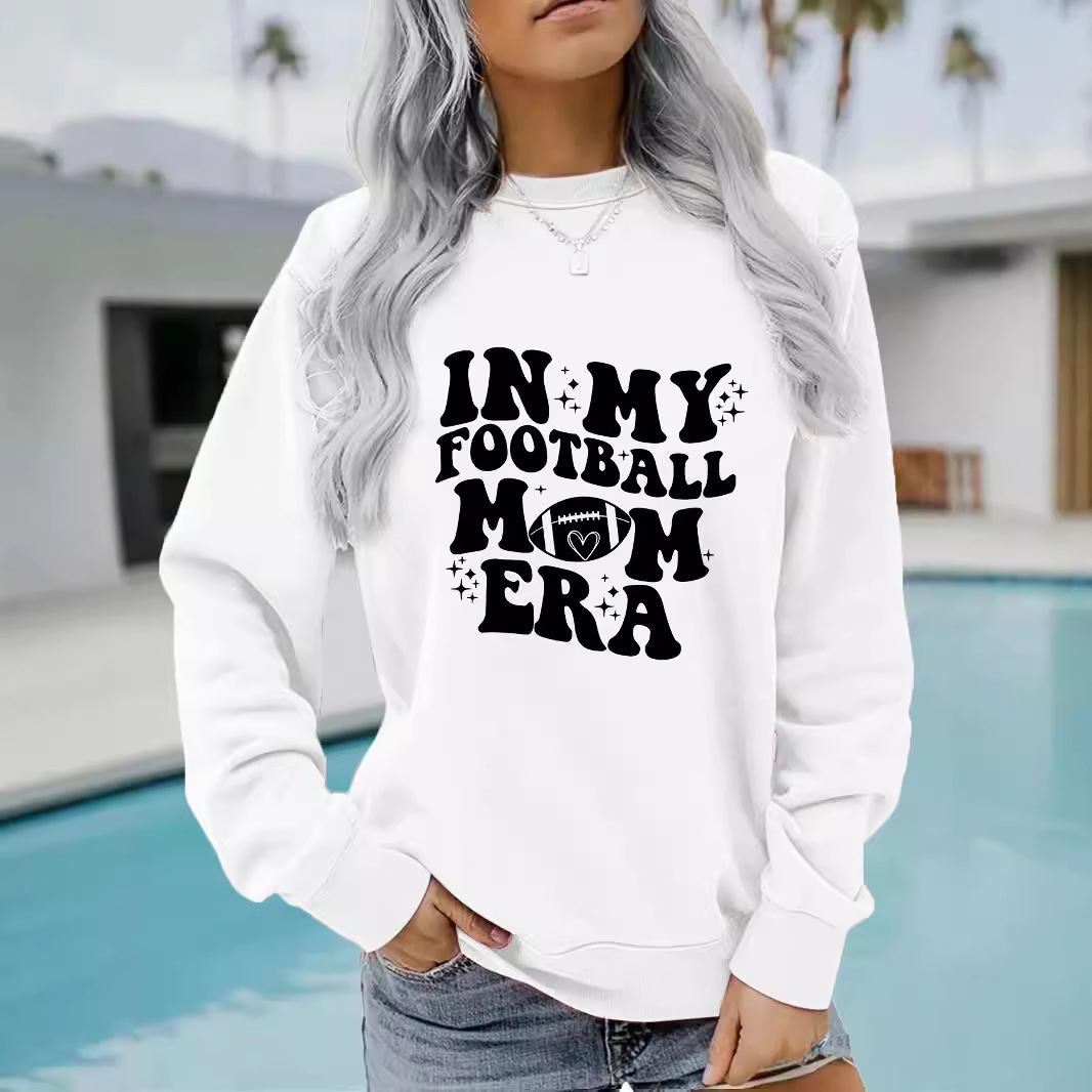 Autumn And Winter Women's Casual Long Sleeve Round Neck IN MY FOOTBALL Printed Pullover Sweatshirt_desvips.com