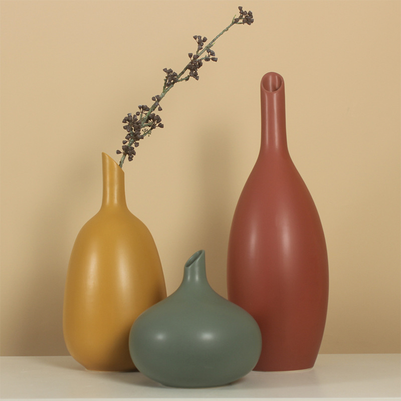 北欧现代简约家居样板房客厅软装艺术饰品莫兰迪花瓶陶瓷花瓶摆件