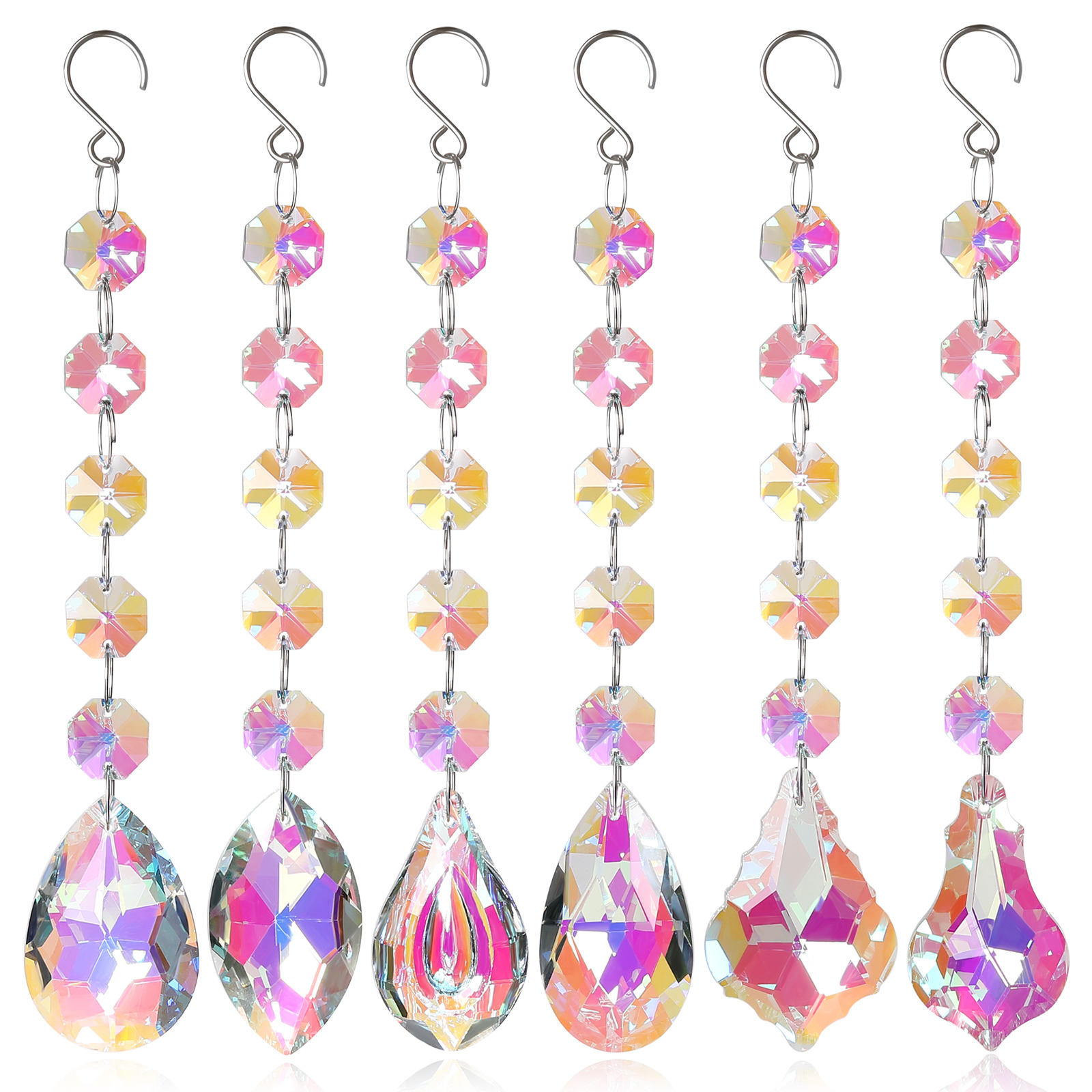 跨境亚马逊五颗八角珠吊坠子阳光捕手AB彩圣诞树婚庆园艺装饰挂件