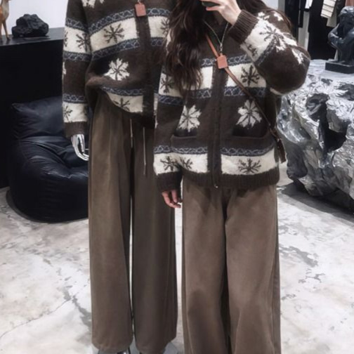 设计感新款法式复古气质费尔岛软糯针织衫装时髦百搭显瘦毛衣外套