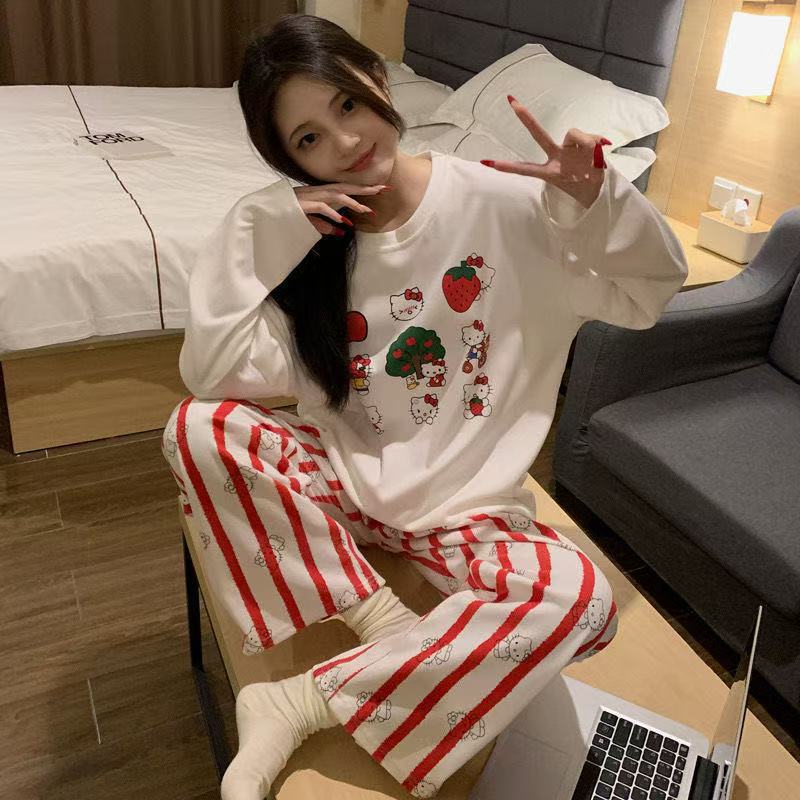 睡衣女秋冬季德绒加厚保暖卡通腊肠狗宽松2025新款格子家居服套装|undefined