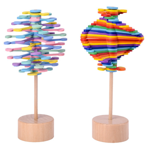 Wooden rotating lollipop decompression stick, same style office decompression artifact, creative wooden decompression toy