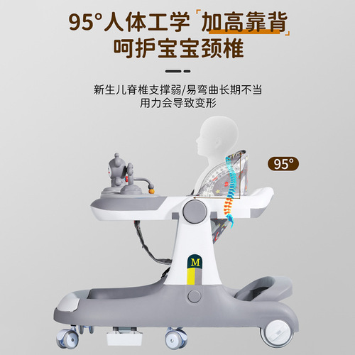 Baby Learning Walker Anti-Omega Leg Multifunction Anti-Tip Over Baby Walker for Boys and Girls Walking Aid Early Education Toy Car