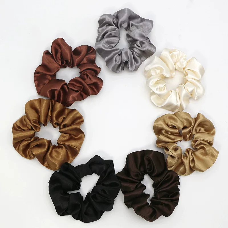 Hair Scrunchie Set, European Style, Satin Fabric, Simple Elegant Design, 6-Color Options