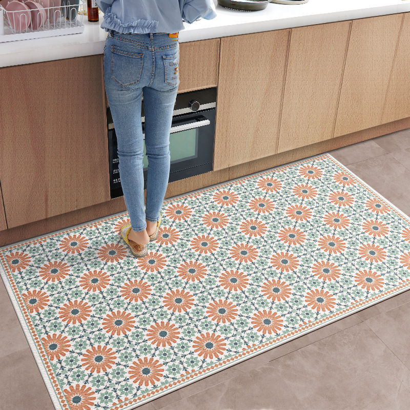 Alfombra del piso de la cocina cubierta completa antideslizante a prueba de aceite alfombra resistente a las manchas cubierta completa borrable limpieza lavable PVC impermeable estera del pie cubierta entera