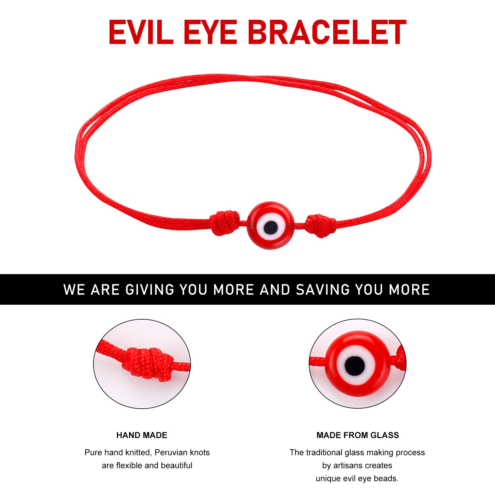Simple Style Eye Resin rope Couple Bracelets 1 Set