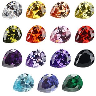 Luo gem pear-shaped zircon bare stone ring wholesale Wuzhou sharp bottom AAA white color artificial CZ Hao stone