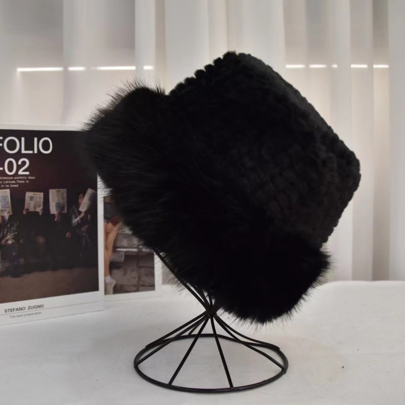 블랙 체크 무늬 솔리드 컬러 버킷 모자