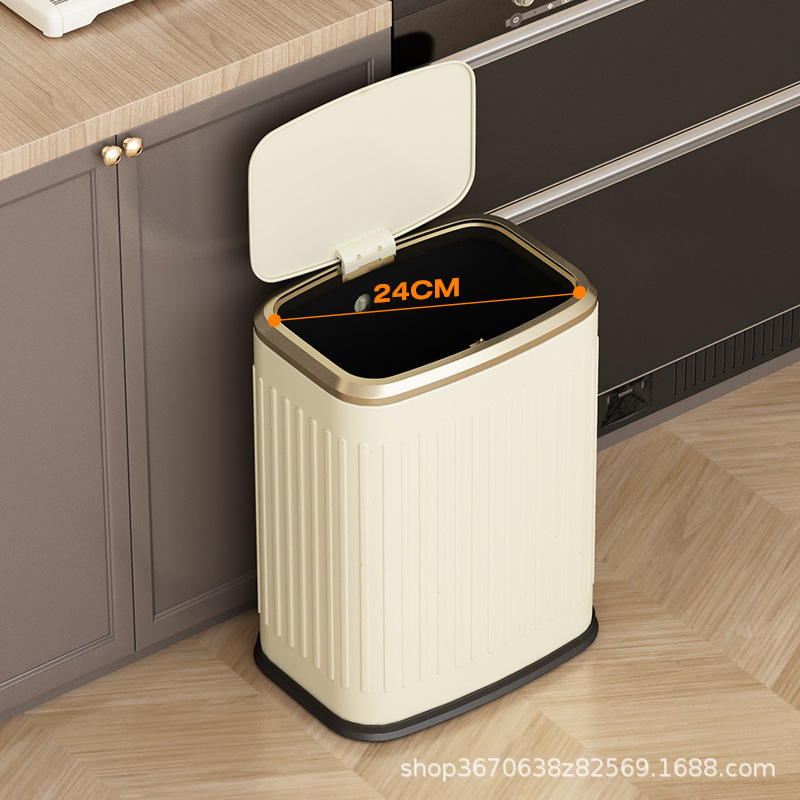 Stainless Steel Press Pop-Top Trash Can Household Large 15L Kitchen Living Room Hotel with Lid New Paper Basket Living Room