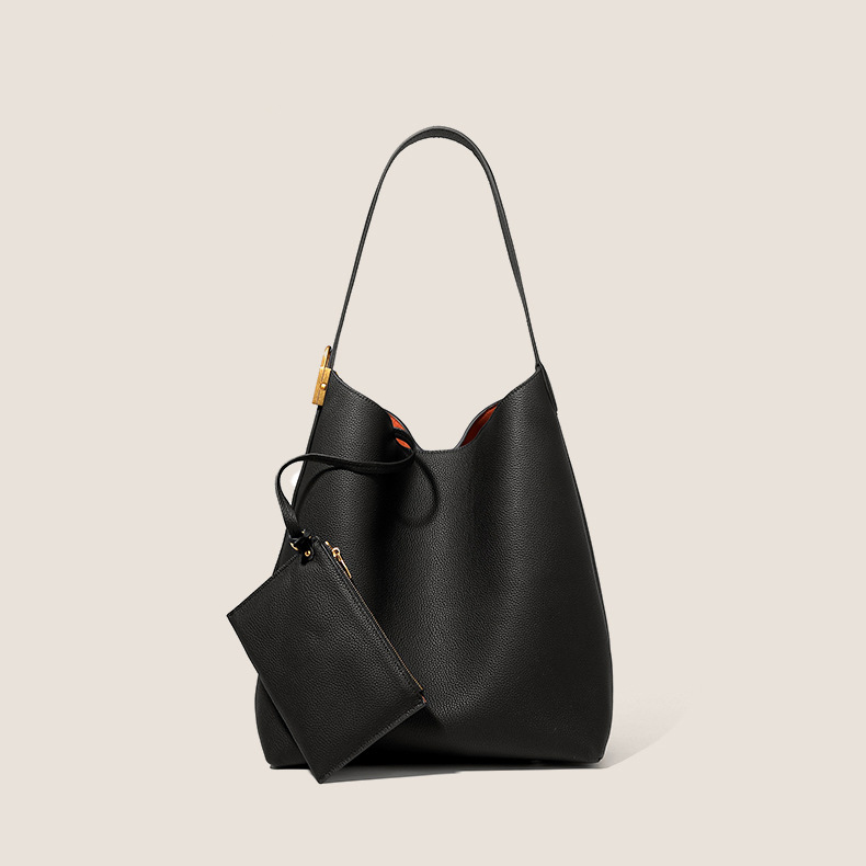 Genuine Leather Tote Bag for Women, Large Capacity Shoulder & Crossbody Bucket Bag, Lazy Style HOBO Bag, Soft Leather Commuter Bag - Thumbnail 6
