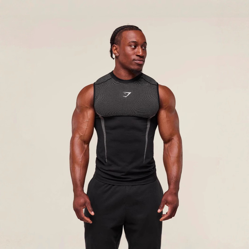 Gymshark Sports Men's Vest Quick-Drying Breathable Seamless Fitness Running Training Tight Top Sleeveless Vest