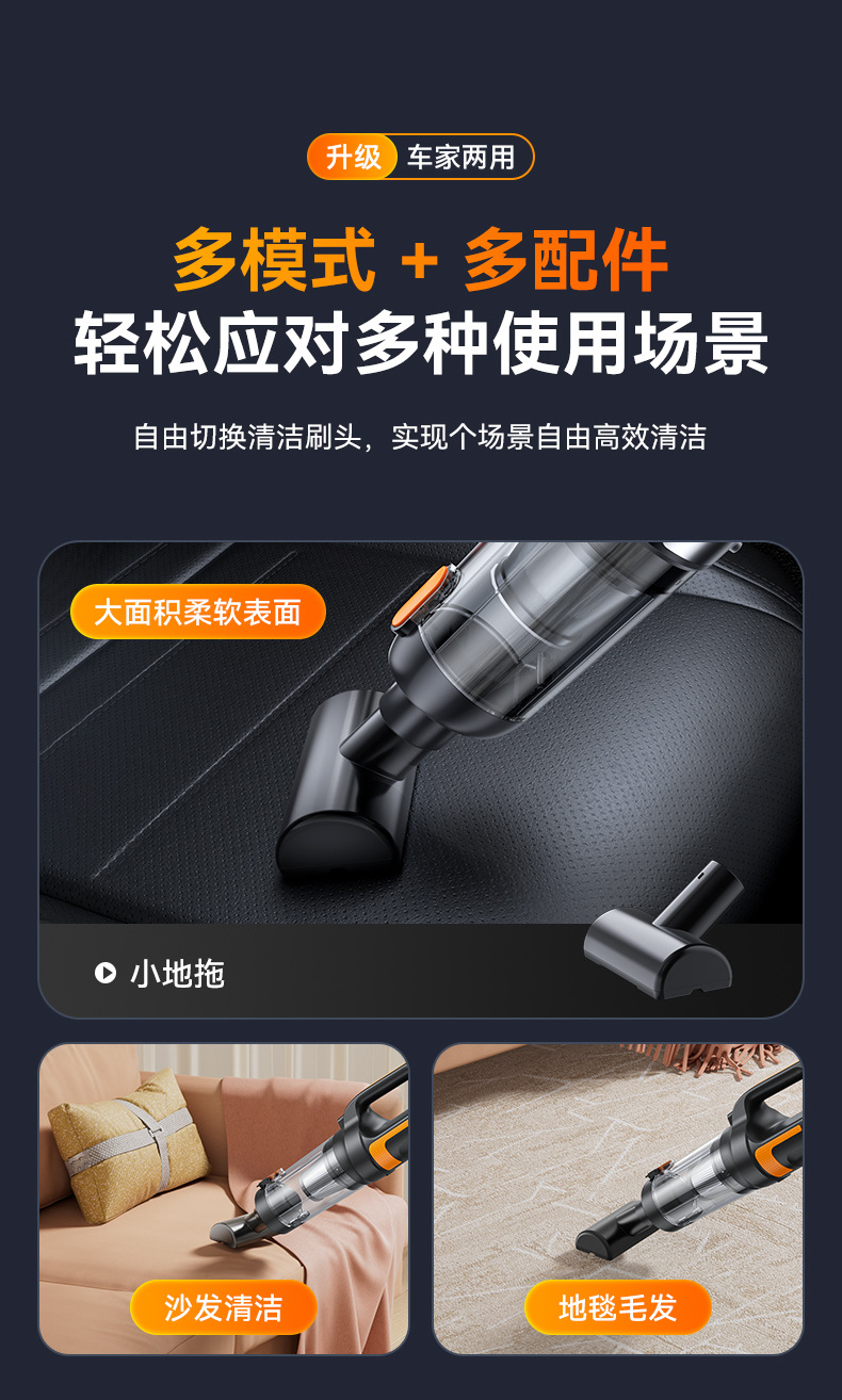 New Foreign Trade Model Car Vacuum Cleaner with Super Powerful Suction, Handheld Small Wireless Vacuum Cleaner for Car and Home Use