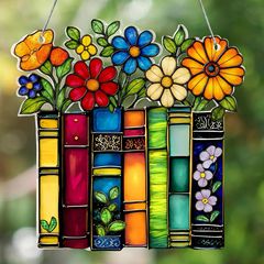 レトロな花柄のブックデコレーションアクリルペンダントは、教師、図書館員、本好きに適しています。