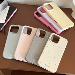 iPhone16、Apple携帯電話ケース、17promax、シンプル無地、水玉模様、第13世代、第14世代、韓国風、第12世代、シリコン製