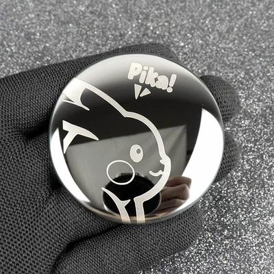 Sticker Exterior Modification Metal Decorative Hub cover - pikachu-style-mirror-black-4-pieces