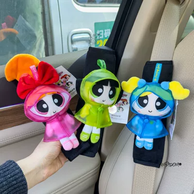 Sürətlər qutusu və əl tormozu başlıqları, Car Goodies - genuine-powerpuff-girls-shoulder-cover-black-velvet-pink-blue-green-raincoat-bubble-set-of-three