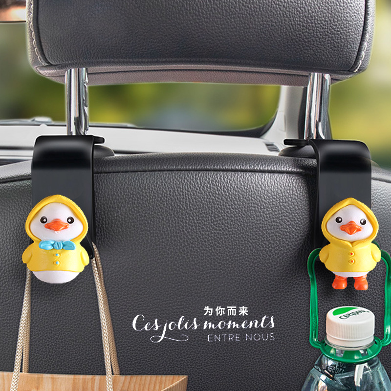 Gancho del asiento del patito amarillo de la celebridad de Internet Gancho pequeño del automóvil Gancho del automóvil Suministros de almacenamiento del automóvil Asiento trasero