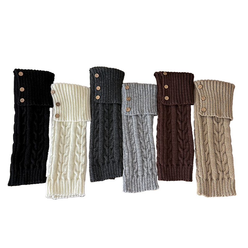 Scaldamuscoli Bootshang Calzini in cotone con polsini e bottoni, calzini retrò intrecciati per autunno e inverno, spessi e caldi, a strati, copri polpacci_voghion.com