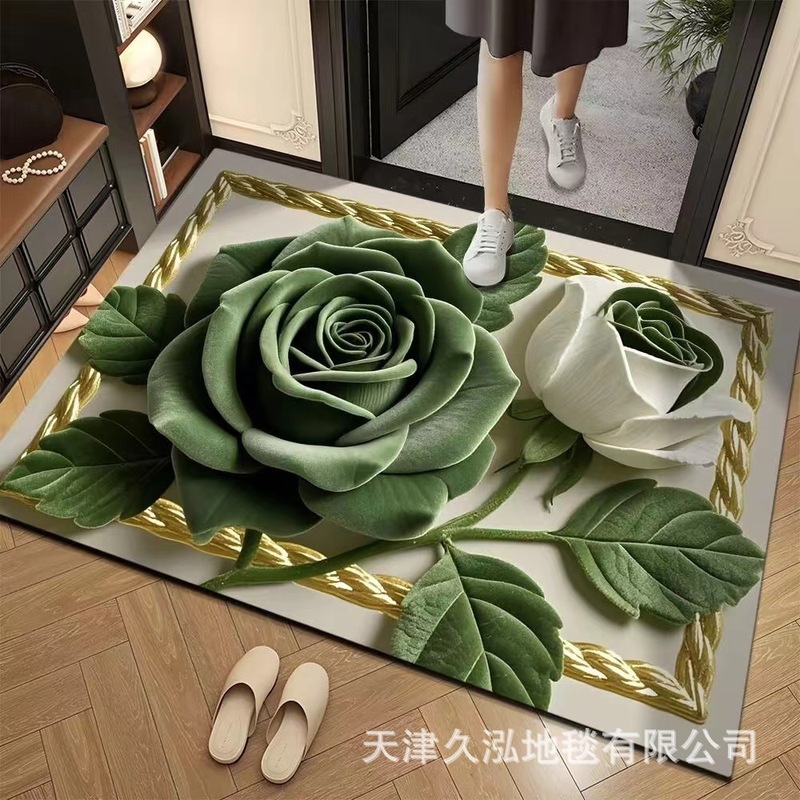 売れ筋 3D 特殊形状花柄カーペット玄関ドアライト高級ハイエンドフロアマット寝室トイレ浴室滑り止めフットマット|undefined