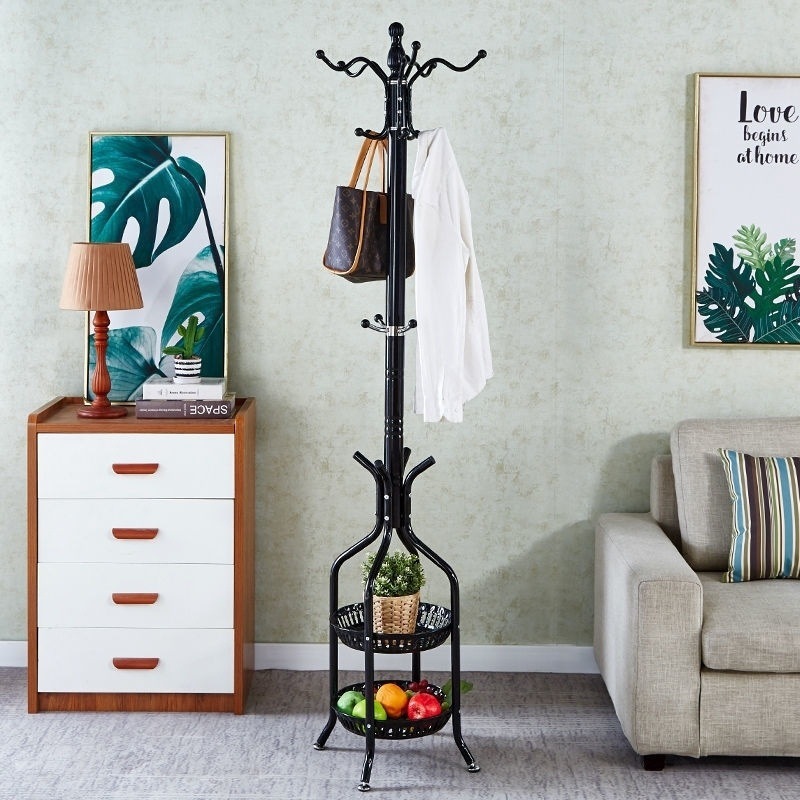 Percha de gorras de piso percha de ropa de dormitorio percha de ropa vertical moderna percha de ropa roja percha de bolsa de sala de estar doméstica