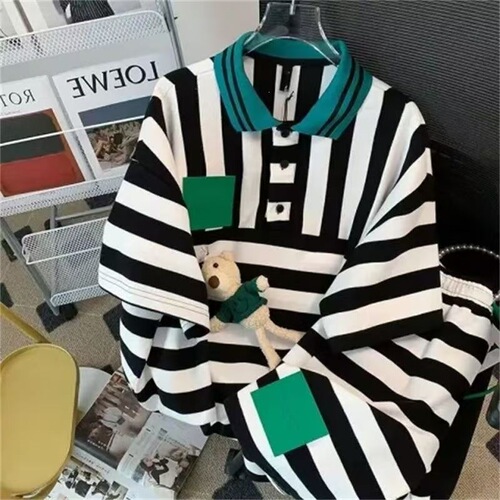 Internet celebrity fashionable casual sports suit women's summer new loose striped top, short-sleeved shorts, two-piece set